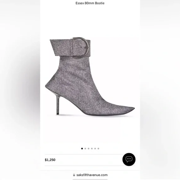 Balenciaga Essex 80mm Metallic Grey Buckle Pointed Toe Ankle Booties - Picture 3 of 16